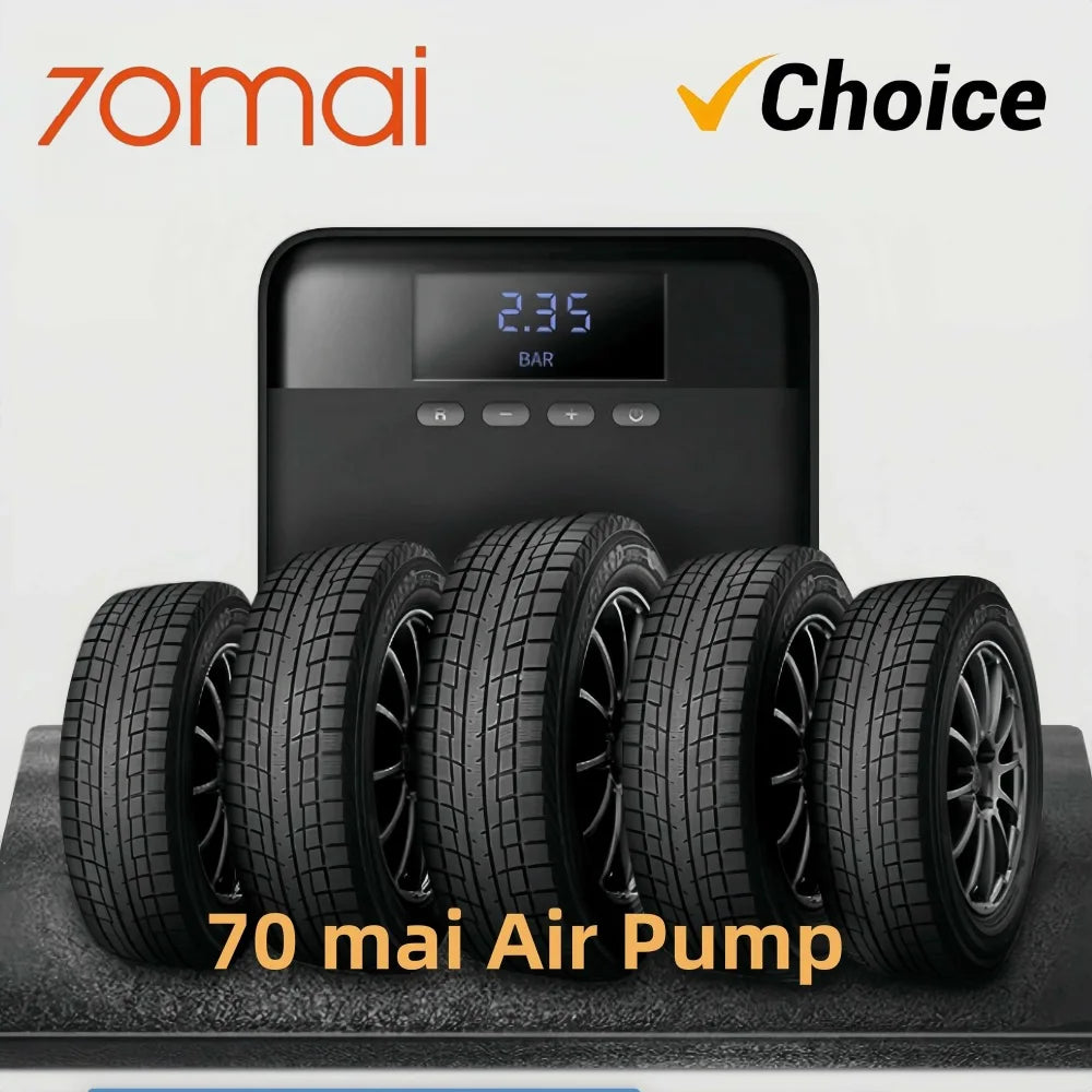 Original 70mai Portable Air Compressor Tire Inflator Air Pump for Car Tires DC 12V Tire Pump Preset tire pressure For Bike Ball