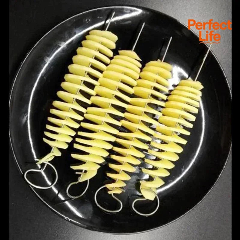 1Set Stainless Steel Plastic Rotate Potato Slicer Twisted Potato Spiral Slice Cutter Creative Vegetable Tool Kitchen Gadgets