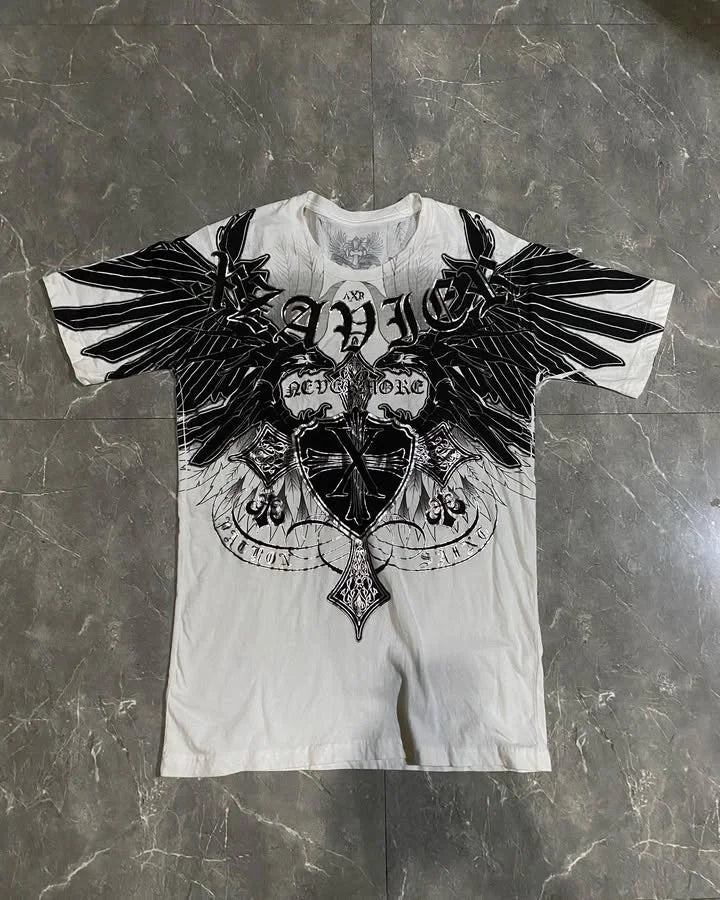 Summer Double-Sided Printed T-Shirt Mens American Hip-Hop High Street Fashion Baggy Short-Sleeved Unisex Street Style Tee