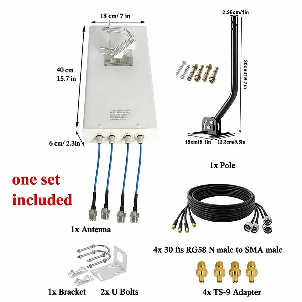 4x4 MIMO 5G/4G LTE & UWB Antenna 698-4000MHz,Compatible AT&T/Verizon/T-Mobile,Support N2/N5/N77/N66/N260