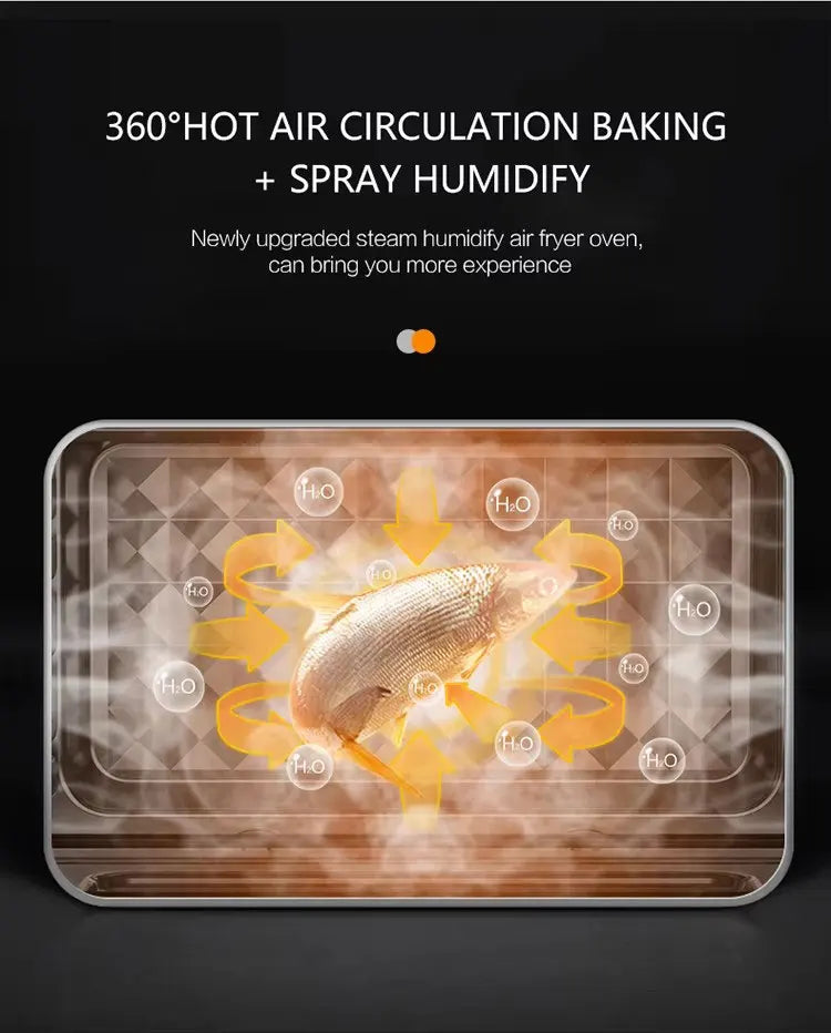 30 Litre Black (Steam + Air Fryer Oven) 18-in-1 Functions, 30L Capacity, Steam + Convection, Real Steam Technology, 1800W
