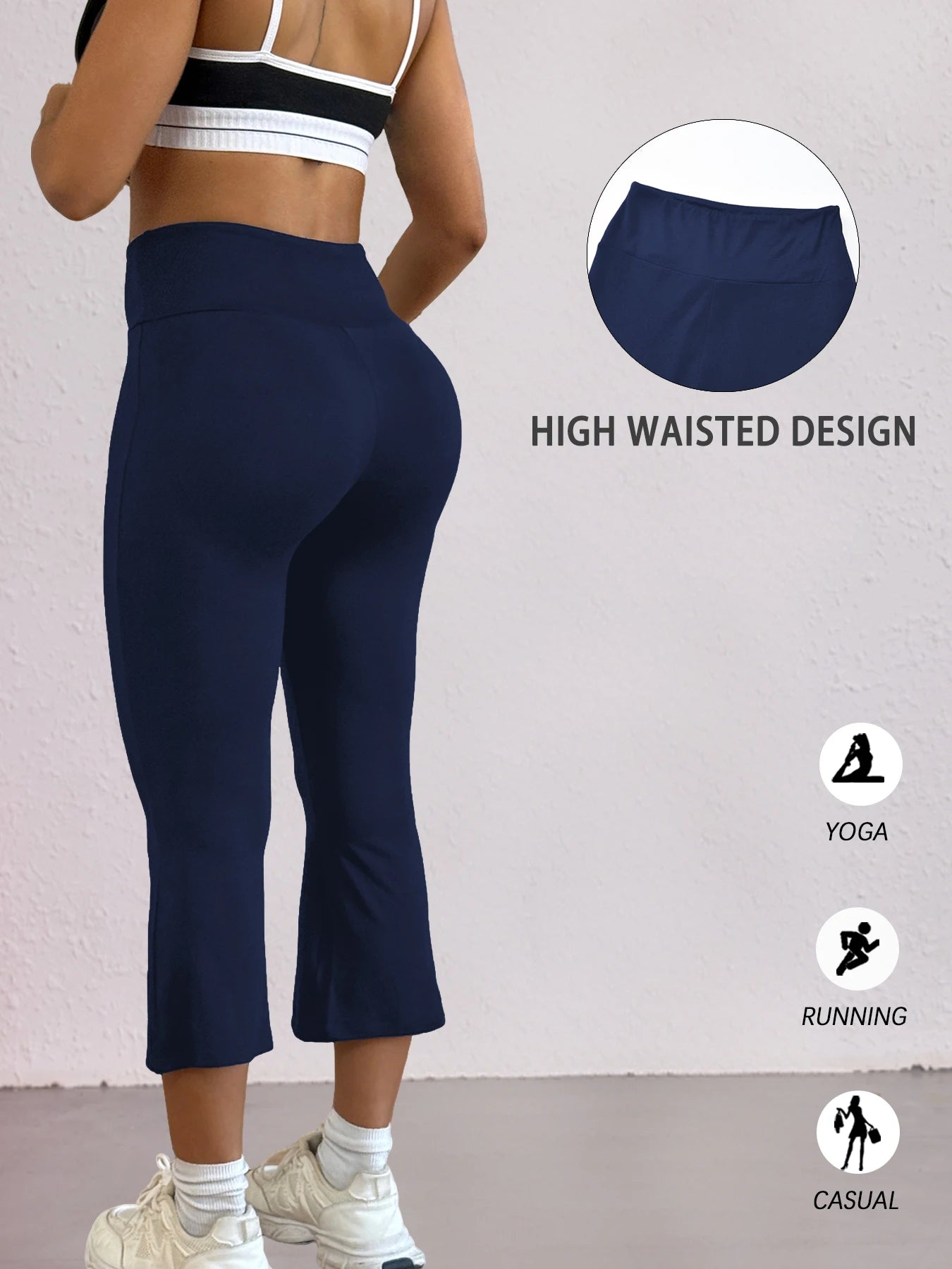 High Waisted Capri Pants For Women,Super Soft Tummy Control Flare Leggings,Workout Running Yoga Athletic Leggings
