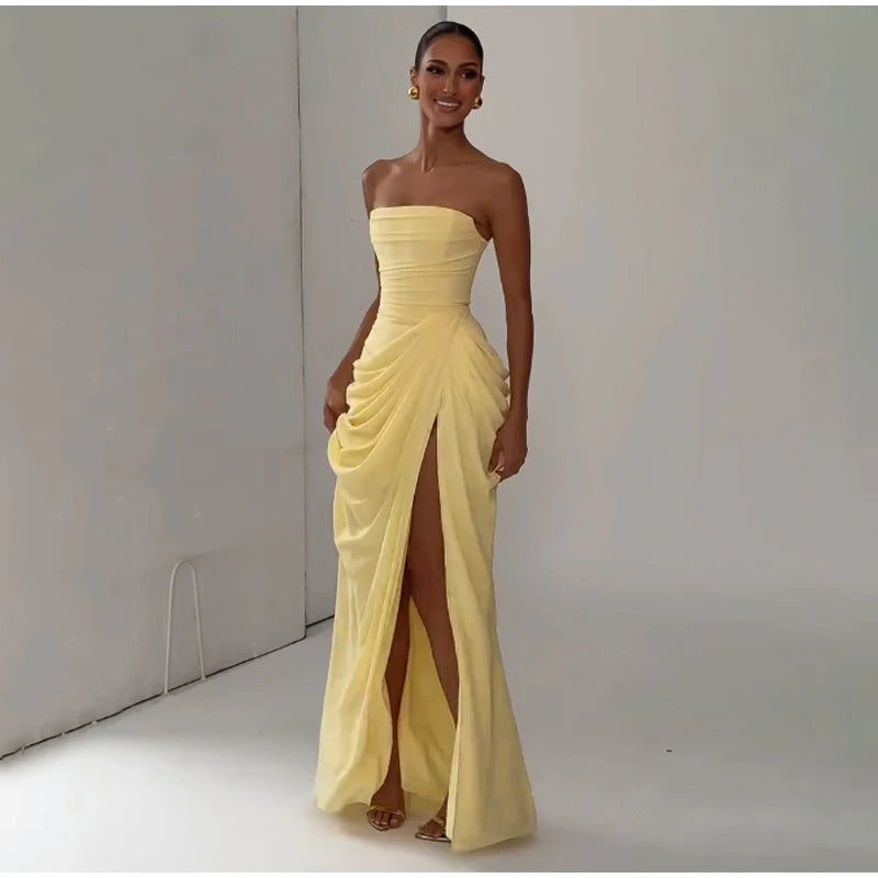 Women Satin One Shoulder Cutout Maxi Dress Elegant Green Ruched Mermaid Slim Fit Flowy Vestido 2026 Lady Summer Evening Dresses