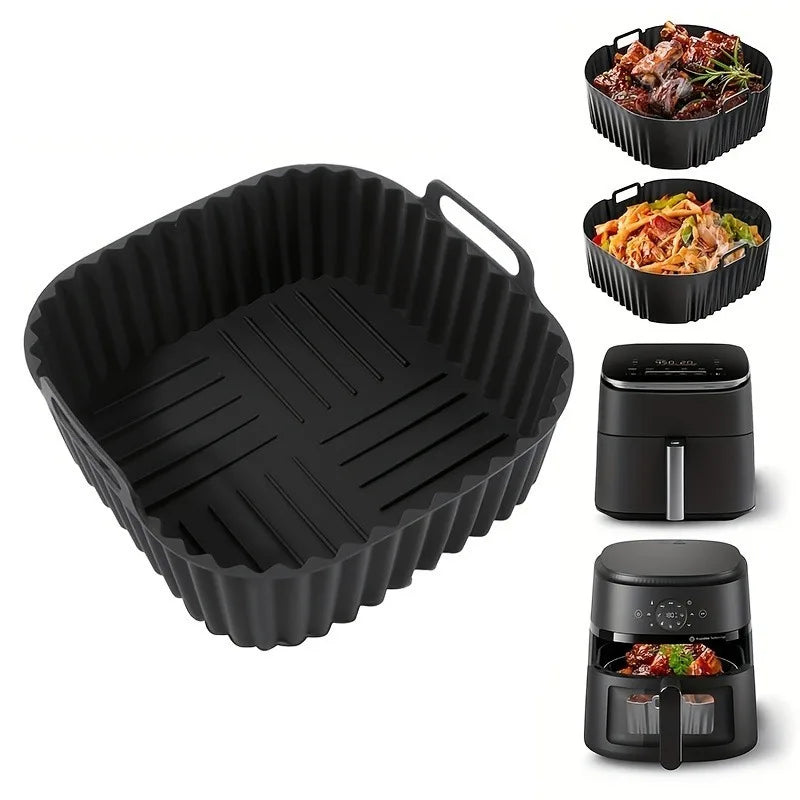 Non-Stick Air Fryer Silicone Liner Tray Reusable Baking Mat for Most Air Fryers Ovens Microwaves Baking Airfryer Accessories