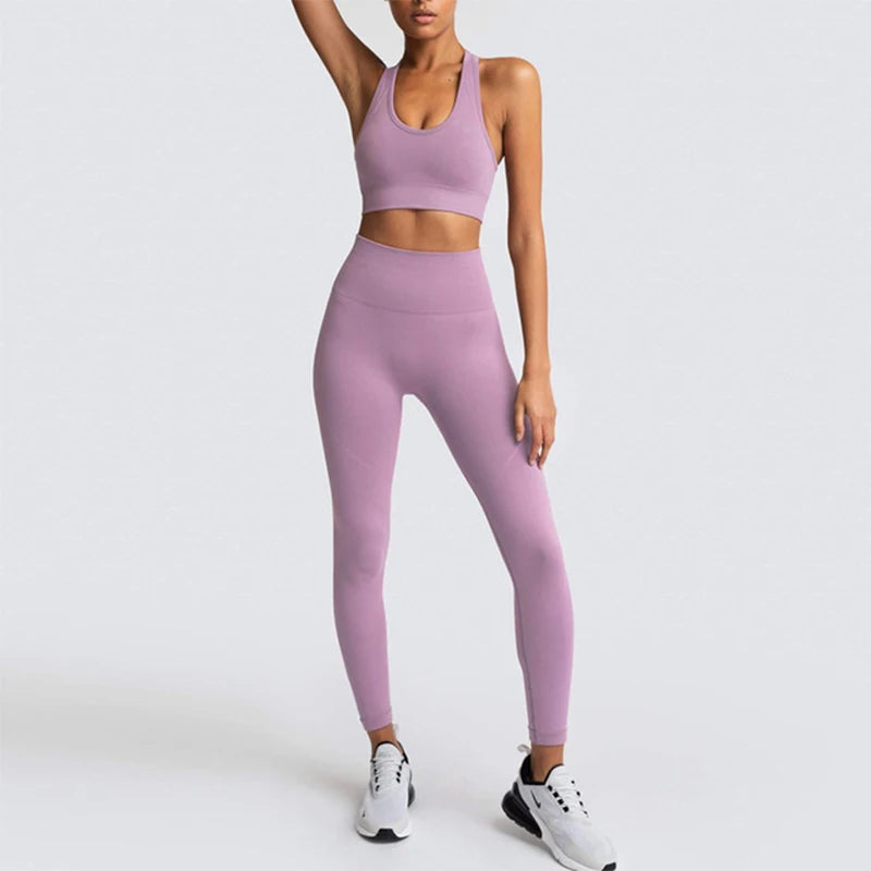 NEW Women's Yoga Set Seamless Sportswear 2-Piece Gym Yoga Clothes Sports Bra + Leggings Running Wear Skinny Sports Set Suits
