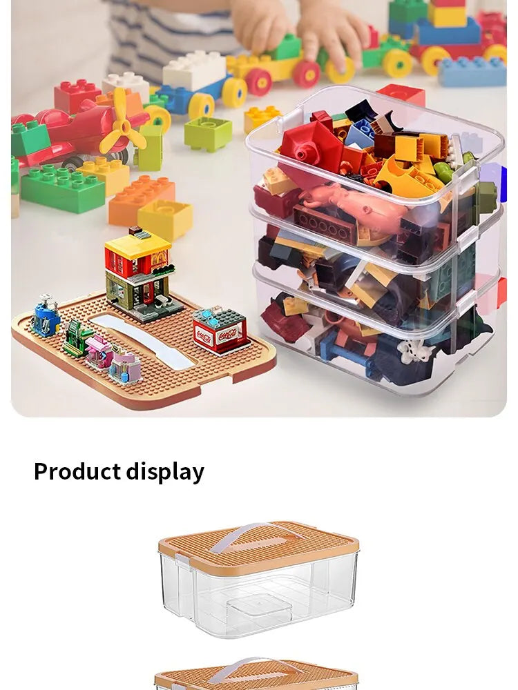 Building Blocks Toys Storage Box for Lids Brick Shaped Plastic Kids Bin Child Toy Containers Sundries Stackable Organizer