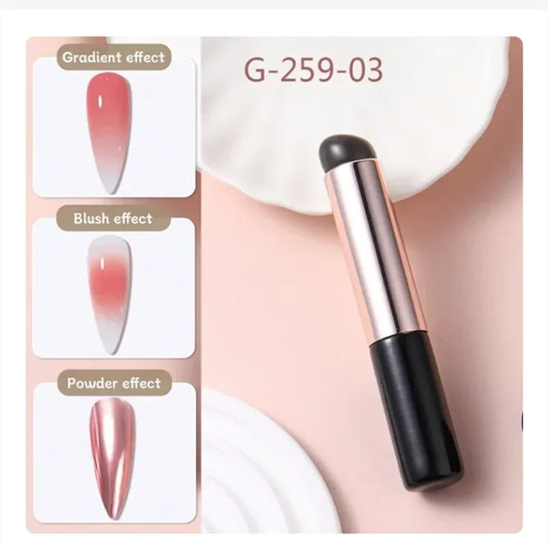 Nail Art Silicone Brush Reusable Mirror Powder Pigment Applying Manicure Tool Gradient Effect Nail Arts Silicone Applicator