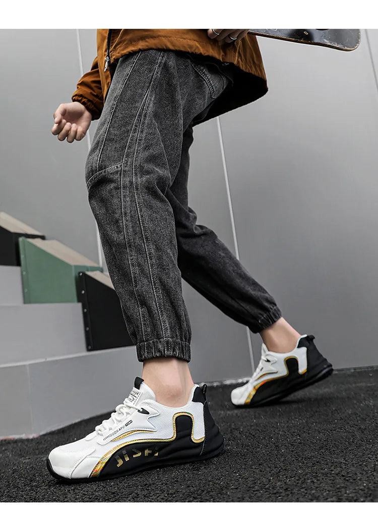 Plus-size men's leather mesh sneakers, casual sports shoes, spring and autumn outdoor casual sports shoes  M1227