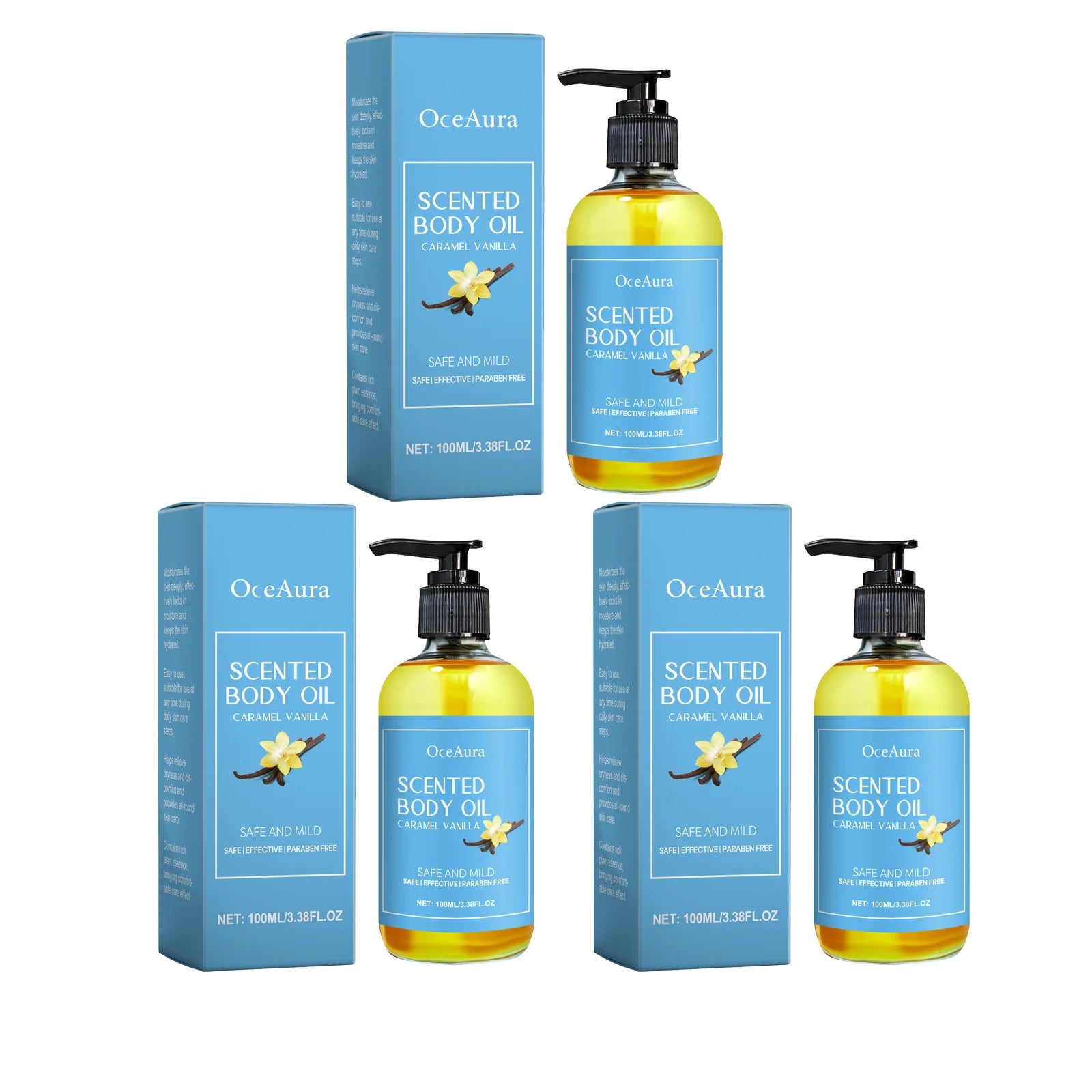 100ml Vanilla Body Massage Oil For Relaxing Moisturizing Skin Soothing Relieve Stress Lasting Scent Body Fragrance Essential Oil
