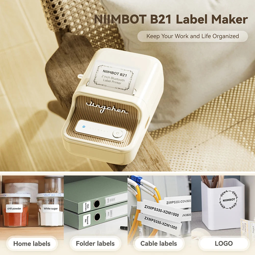 NiiMbot B21 Mini Thermal Printer Wireless Barcode Label Maker Bluetooth Portable Adhesive Label Printers for Office Commercial