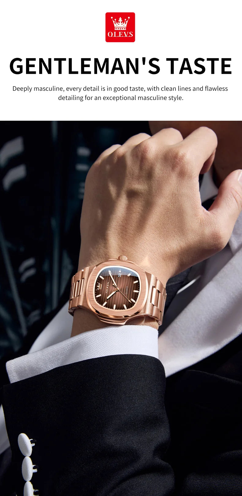OLEVS Men Watch 3696 Fashion Trend Original Watch Luxury Square Calendar Waterproof Luminous Simple Business Men Quartz Watch
