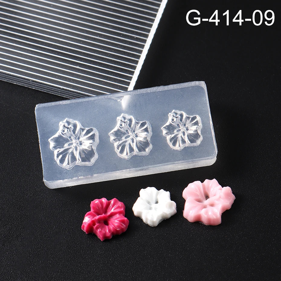 5D Flower Silicone Mold Nail Carving Mould Stencils Acrylic Plumeria Flower Spring Nail Art Decorations Manicure Template Tools