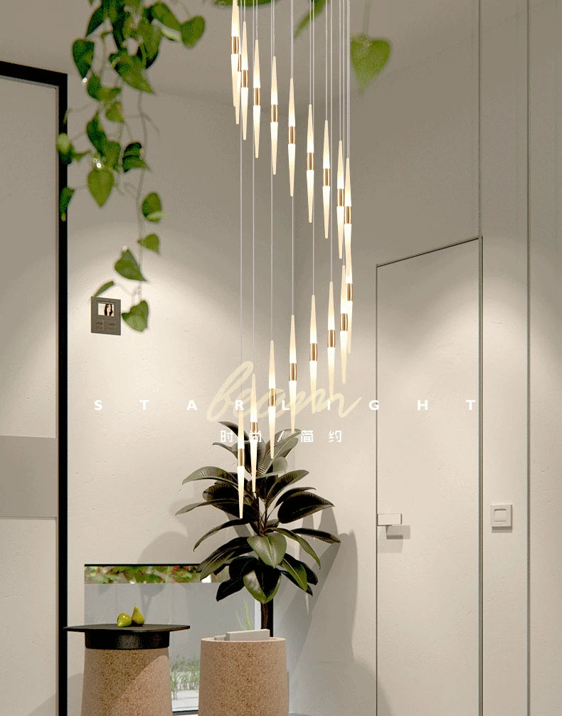 Led Pendant Lamps for Stairs Attic Living Room Bedroom Kitchen Staircase Ceiling Lighting Indoor Home Decoration Long Chandelier
