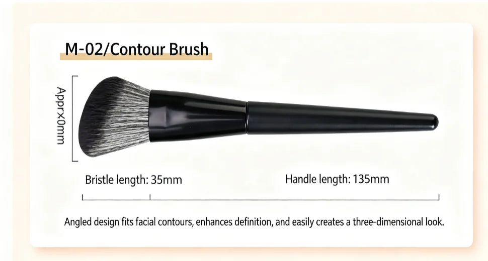 Matte Black Nylon-Bristled Makeup Brush Set Portable Full-Set Makeup Tools with Powder Brushes Foundation Brushes And More