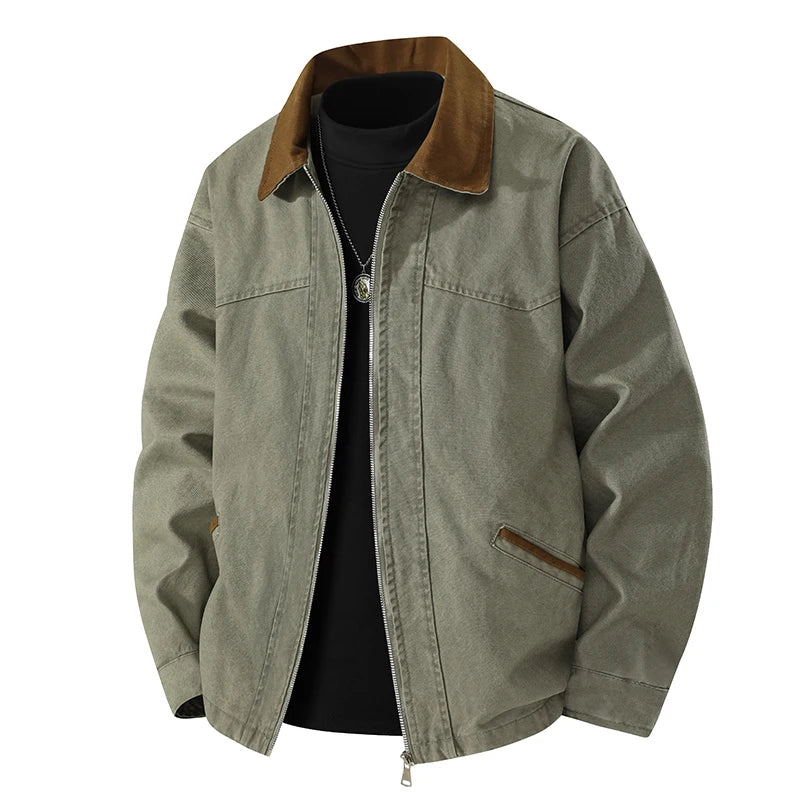 Men Jacket 100% Cotton Coats Safari Autumn Oversize 6XL 7XL 8XL Plus Size Camping Street Casual Business Work Zipper Softshell