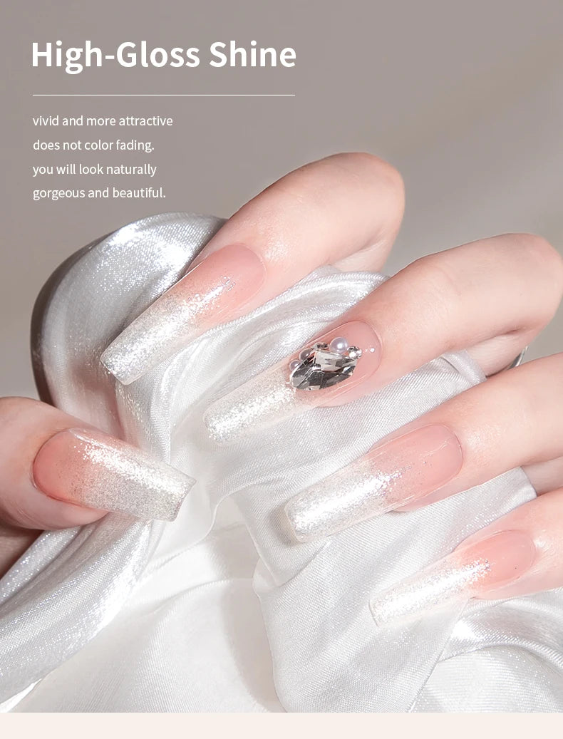 RSNAIL Milky White Nail Gel Polish Sparkling Moonlight Flash Gel Polish High Gloss Sparkling White Summer SoakOff UV LED Varnish