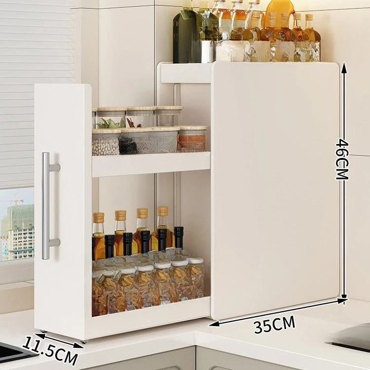 Multifunctional Dustproof Pull Out Cabinet Spice Rack Condiment Storage Organizer For Kitchen Countertop