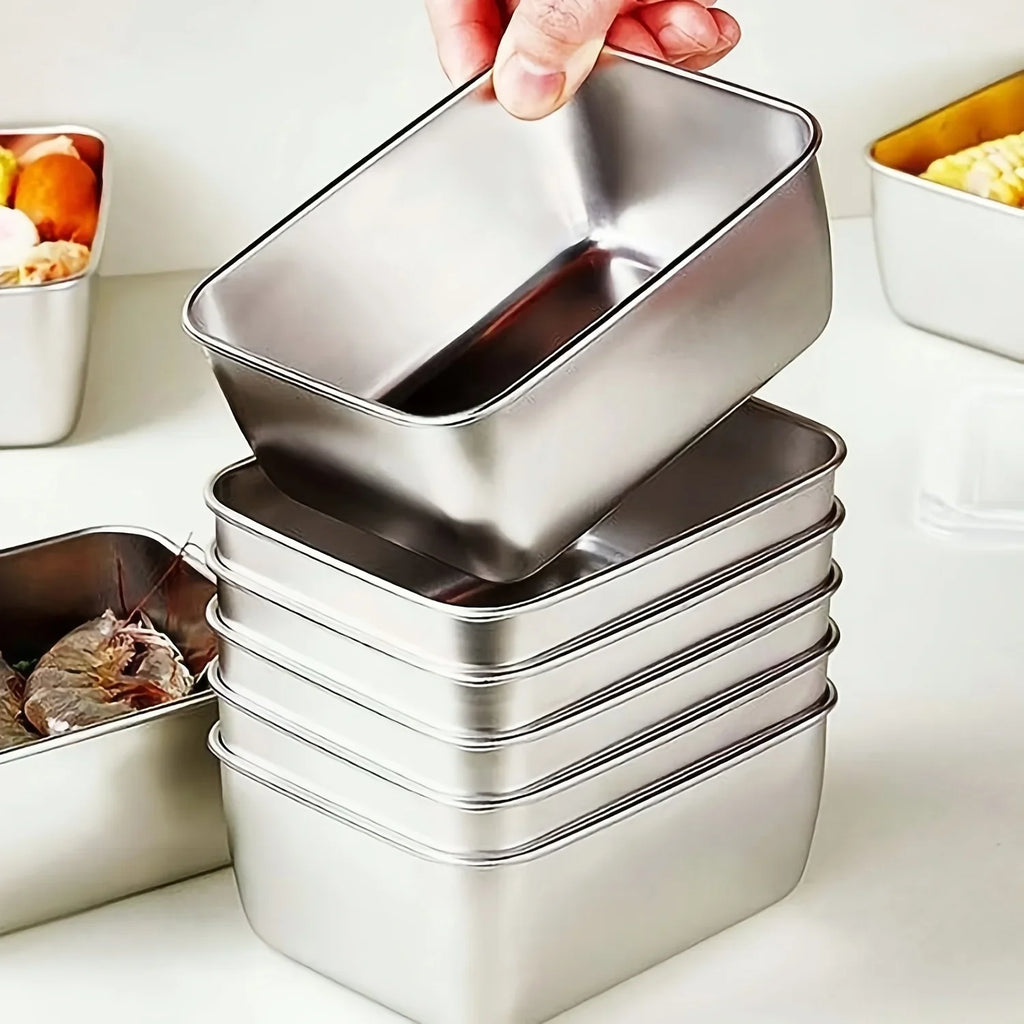 6 Pack Stackable Stainless Steel Food Containers, Leakproof Airtight Reusable Lunch Boxes for School Picnic Outdoor Use