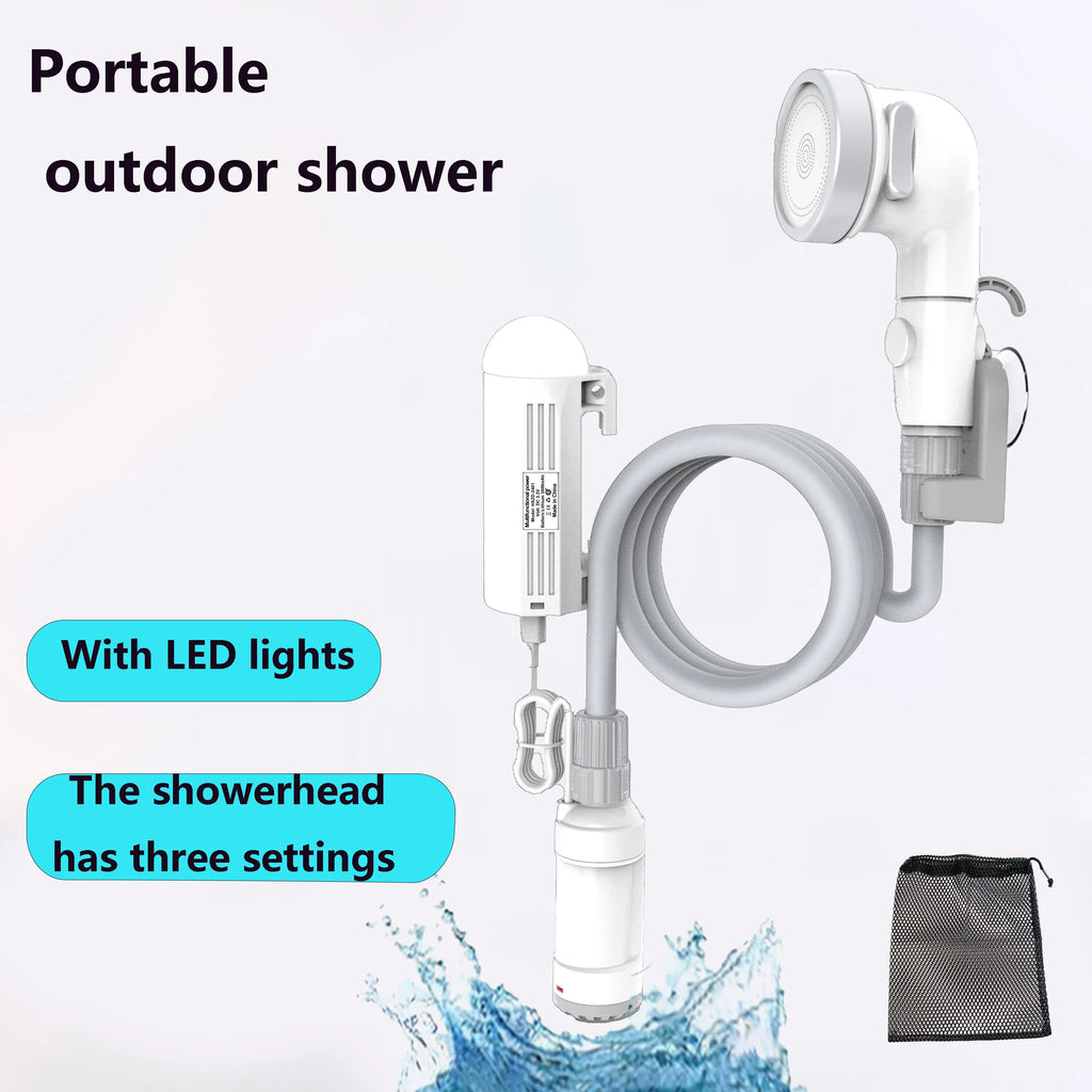 Portable shower for camping, Portable outdoor shower With LED lamp,IPX8 Camping shower pump,Suitable for Hiking,Camping，Beach