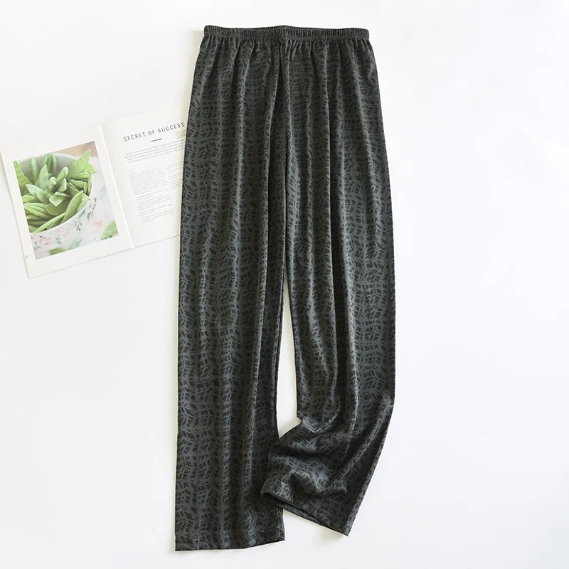 Extra-Large Size, Stylish Men's Pajama Pants for Spring and Autumn, Plus-Size Casual Home Pants, Thin Long Pants for Lounging at Home