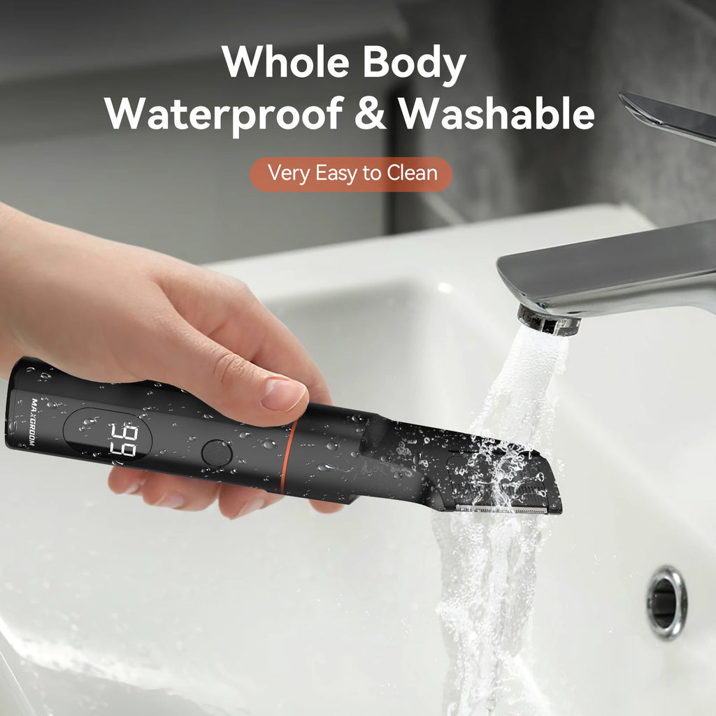 MAXGROOM 4 In 1 Body Hair Shaver Kits for Men Nose/Beard Hair Trimmer Electric  IPX6 Waterproof Groin Pubic Hair Shaver for Man