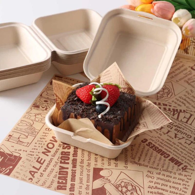 10pcs Disposable Bento Food Containers Baking Dessert Cake Bowl Packaging Burger Snack Boxes Microwavable Home Lunchbox
