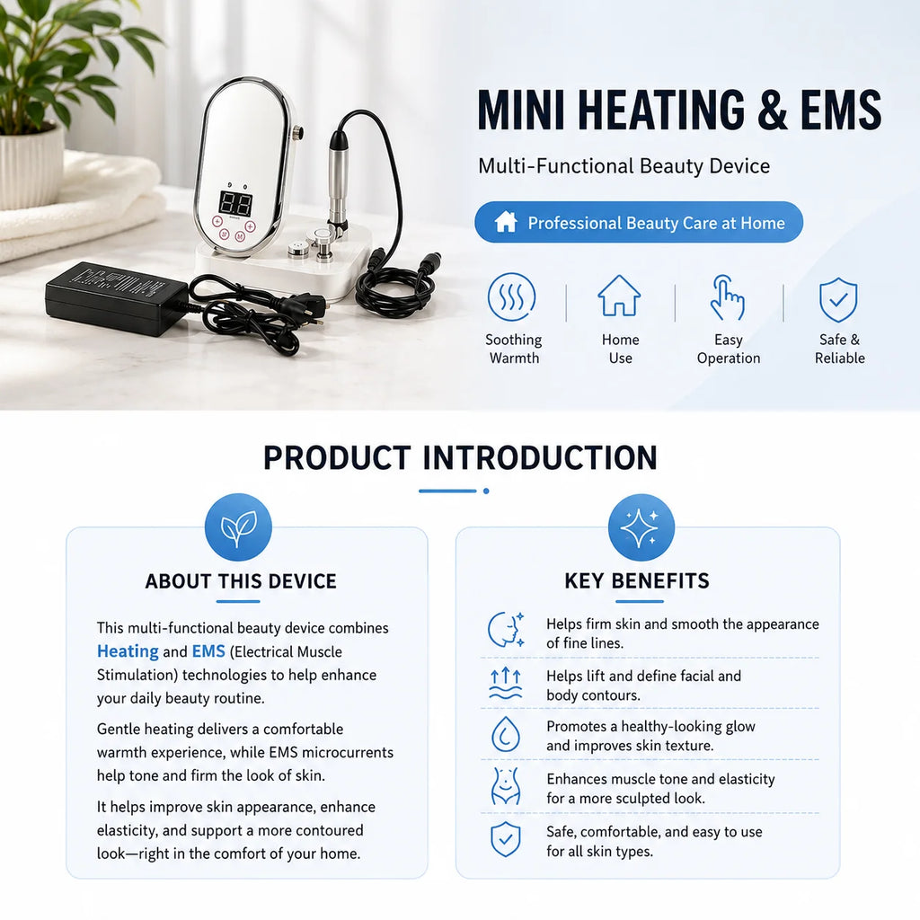 BEEMYI Mini Facial Beauty Device Warm Massage Pulse Care Tool for Home Skin Care