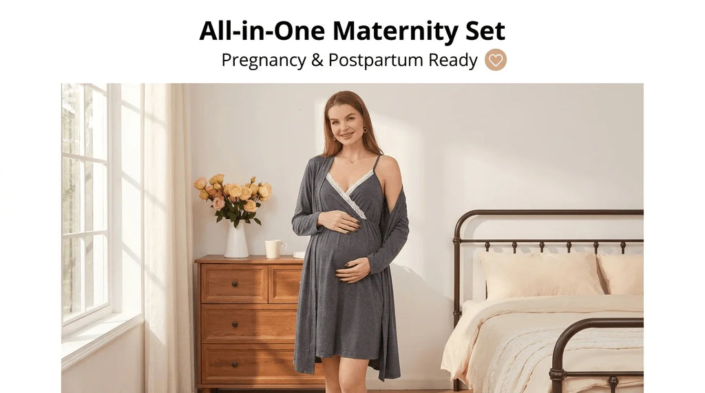 2-piece set, pregnant women, nursing long-sleeved pajamas set, autumn and winter casual loungewear, nursing nightgown, maternity clothes.