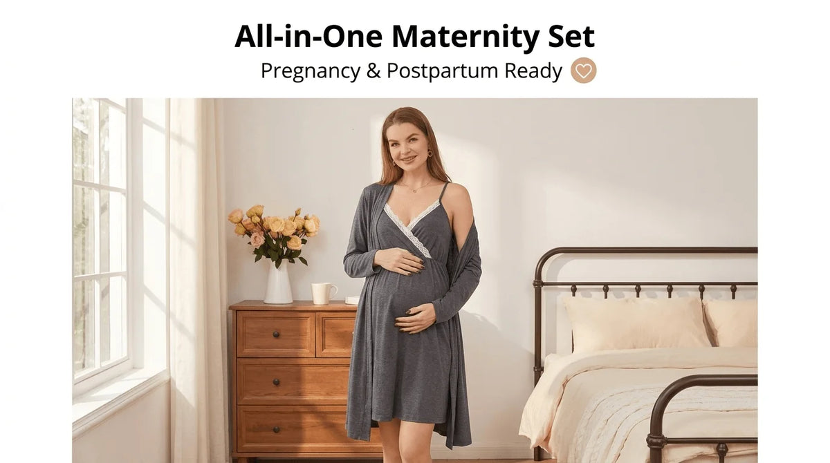 2-piece set, pregnant women, nursing long-sleeved pajamas set, autumn and winter casual loungewear, nursing nightgown, maternity clothes.