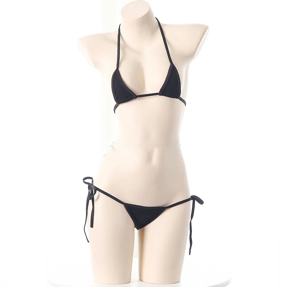 Sexy Micro Bikini 2025 Women Dopamine Solid Color Bikini Lace Up Bikinis Sets Swimsuit Swimwear Underwear Lingerie