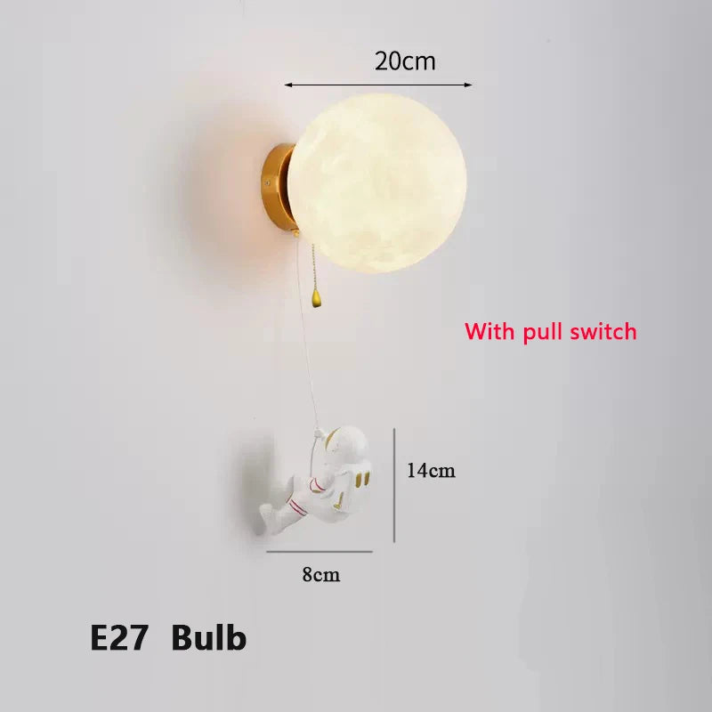 New Design Home Decoration Wall Lamp PLA Material 3D Print Lampshade Sconce Light Astronaut Climbing Moon Style Children Lustres