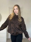 Vintage Chic Leopard Print Hoodie Casual Long Sleeve Loose Pullover Hooded Sweatshirts Lady Trendy Fashion High Street Outfit