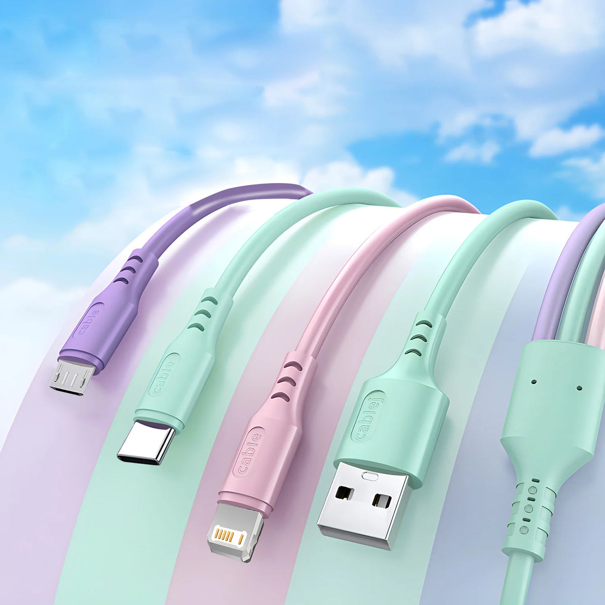 New 5A Mini Portable Green 3 In 1 Fast Charging USB To Type-C Cable Splitter Fast Charger Cable for Laptop Tablet Phone