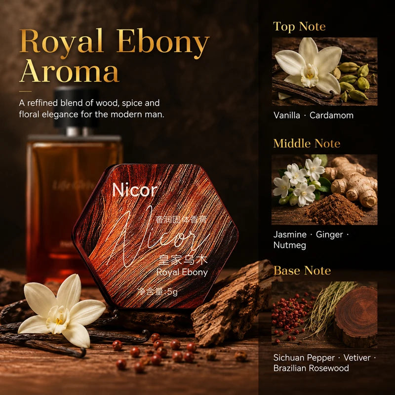 Men's Woody Citrus Perfume Set, Spray Cologne + Solid Perfume Balm, Long Lasting Royal Ebony Travel Fragrance Gift