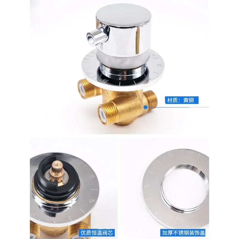 Way Output Thermostatic Brass Shower Faucets Wall Mounted Cold&Hot Water Mixing Valve Mixer Tap Thermostatic Shower Valve