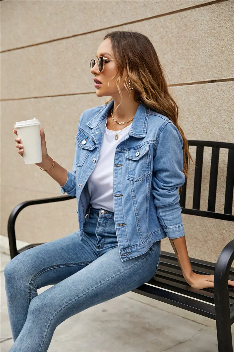 2025 Fashion Slim Fit Lapel Denim Jacket Europe and America