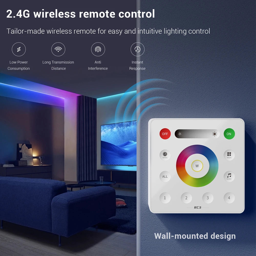 5m 10m 20m RGB+CCT LED Strip 24V 5050 Colorful+Dual White Flexible Dimmable Room Party Light Decor RF Touch Remote Control Kit