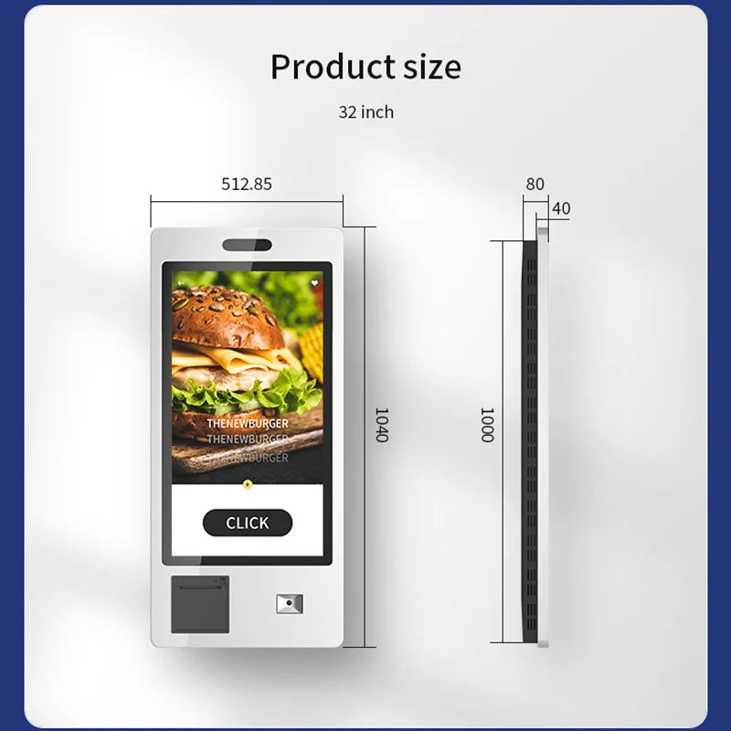 Wall Mount Or Floor Stand Android Os Self Ordering Kiosk Software Touchscreen Interactive Self-service Kiosk