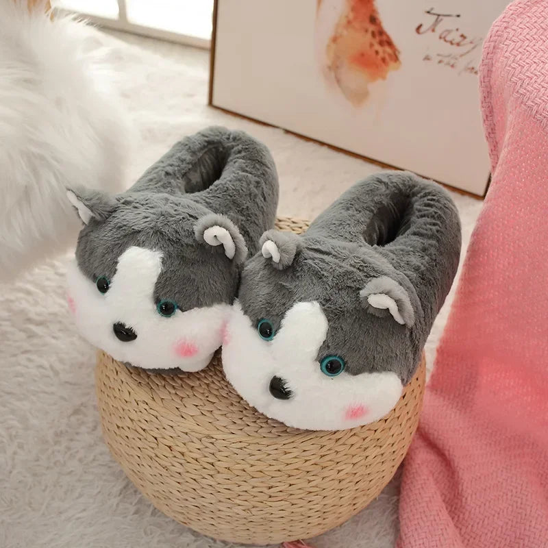 Cartoon Couples Home Slippers Men Women Winter Indoor Warmth Piglet Cotton Shoes Plush Floor Anti Slip Slippers Soft Bottom2024