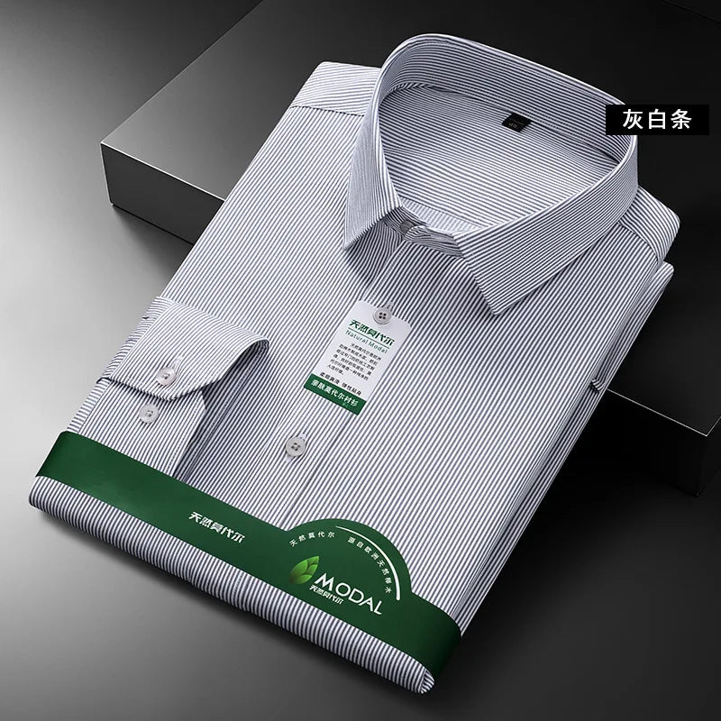 Quality Anti-Wrinkle Men Shirt Long Sleeves Dress Shirts For Men Slim Fit Camisa Social Business Blouse White Office Shirt S-5XL