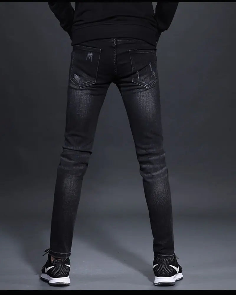 Fashionable Men's Luxury Cowboy Pants Skinny Jeans Black Skinny Jeans for Men Stretch Boyfriend Denim Youth Streetwear Trousers