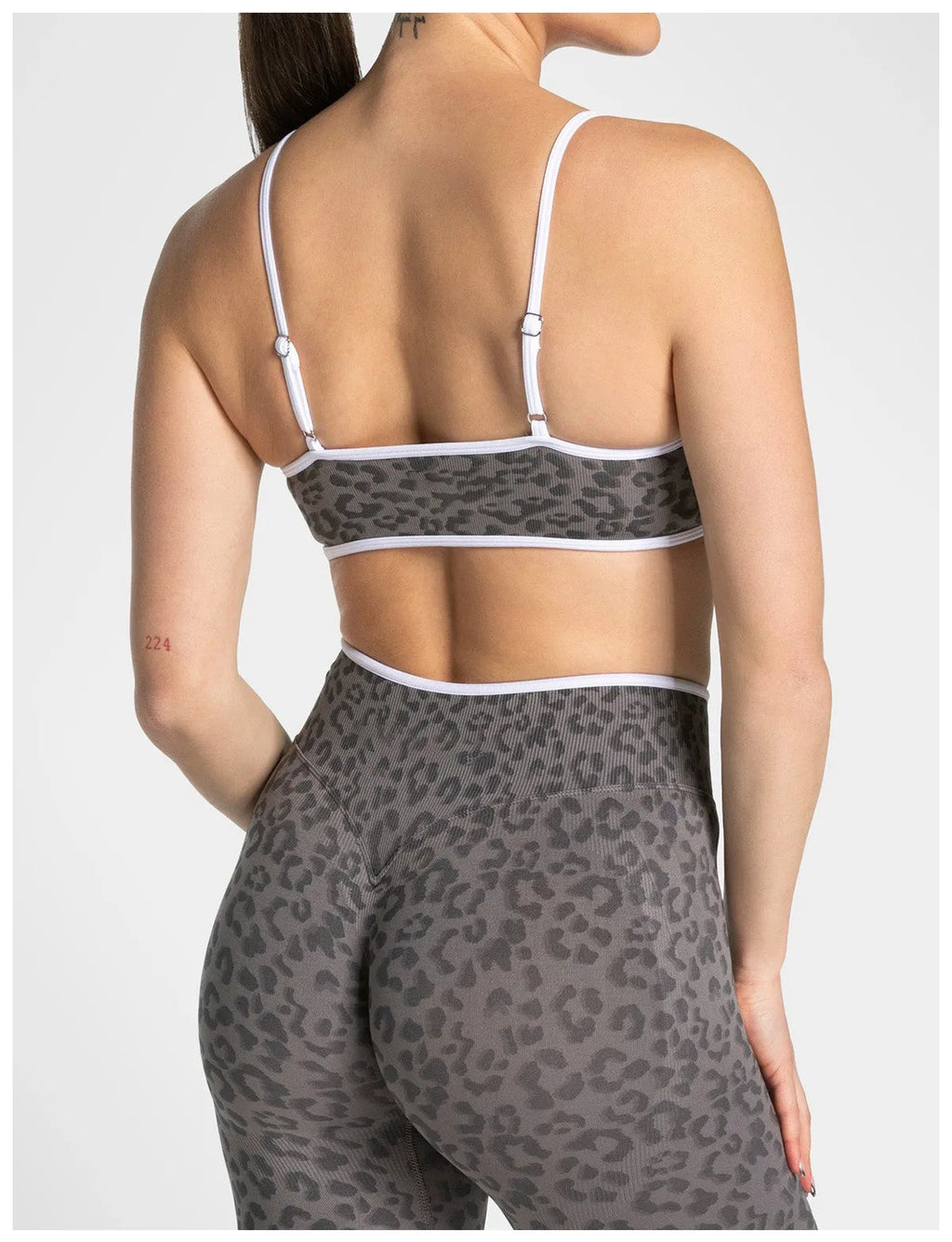 NO LOGO Women leopard print yoga fitness suit, contrasting edge sports bra high waisted leggings running cycling headband