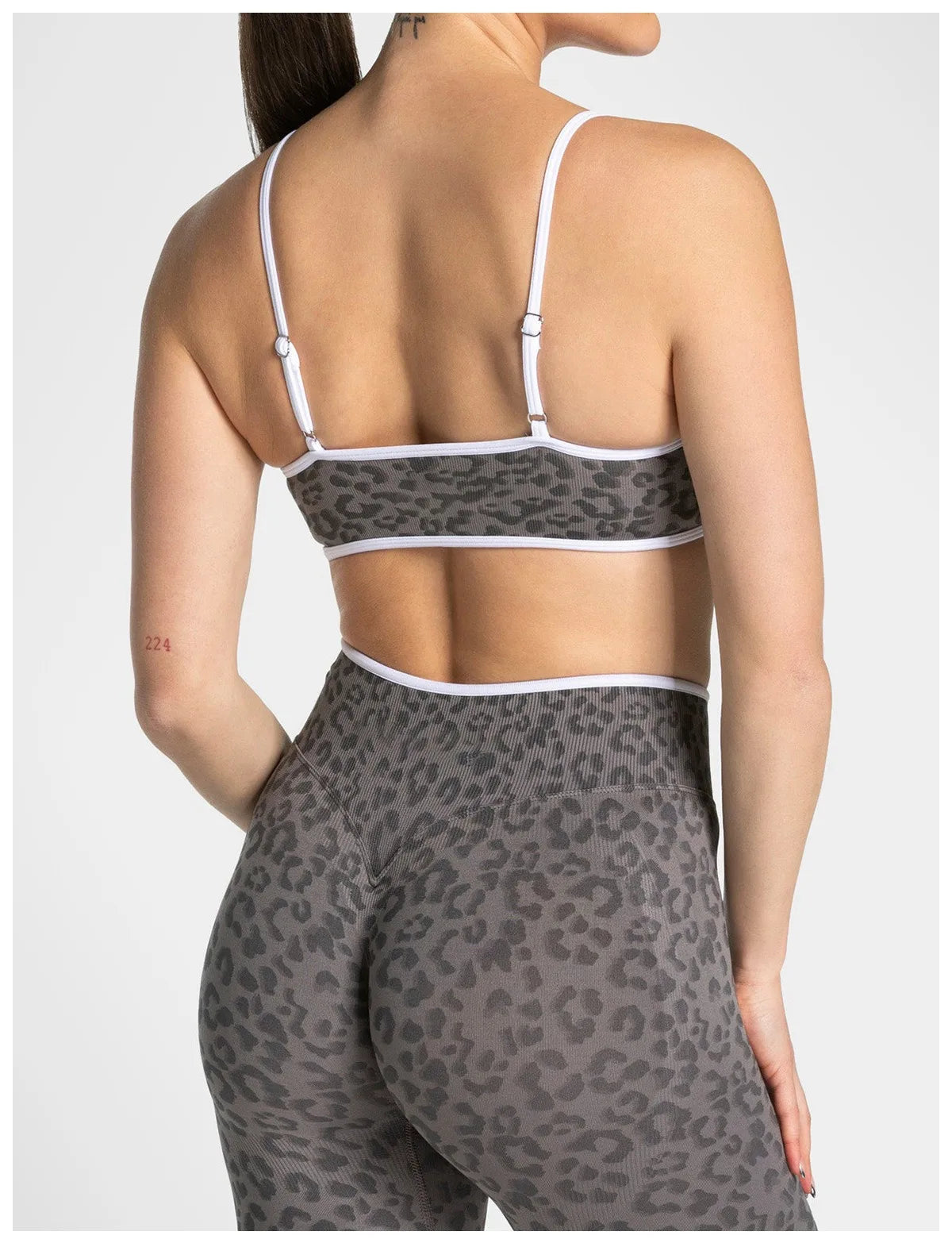 NO LOGO Women leopard print yoga fitness suit, contrasting edge sports bra high waisted leggings running cycling headband