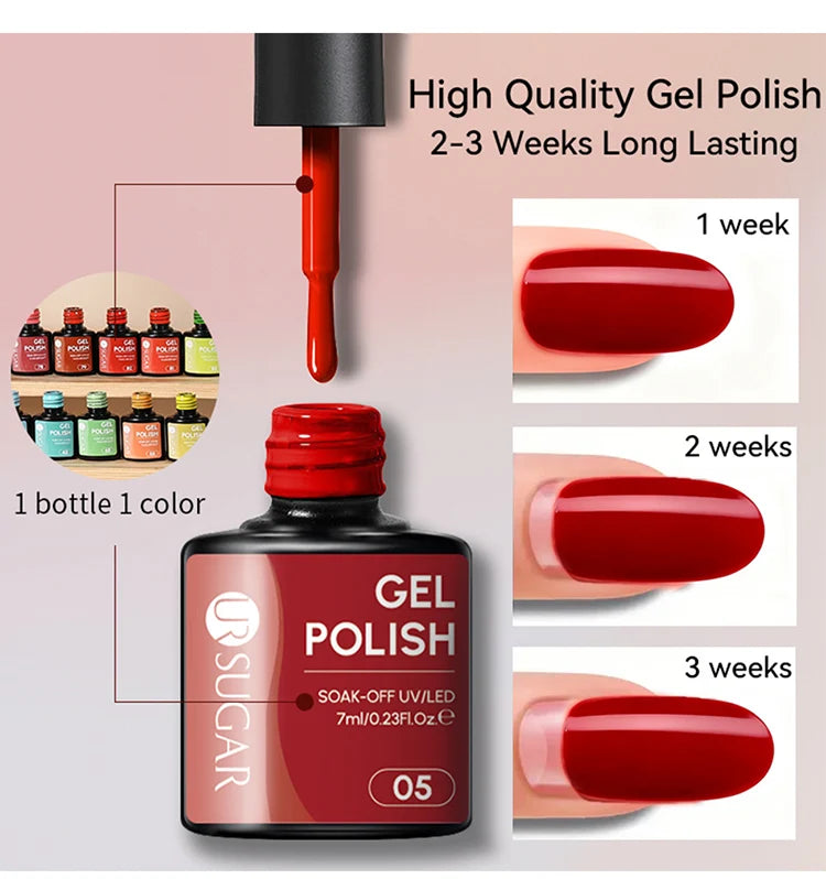 UR SUGAR 7ML Autumn Nail Gel Brown Series All For Manicure Gel Nail Polish Semi Permanent Soak Off LED UV Nail Art Varnishes