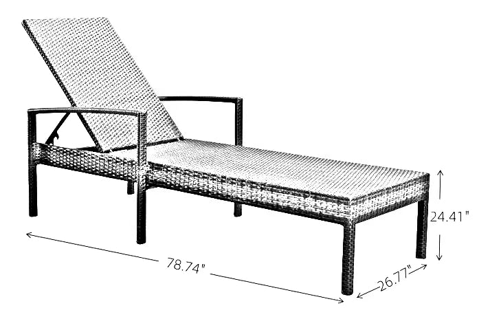Outdoor Adjustable Rattan Wicker Black Chaise  Hotel Garden Patio Swimming Pool Aluminum Sun rs for Bench Garden Out