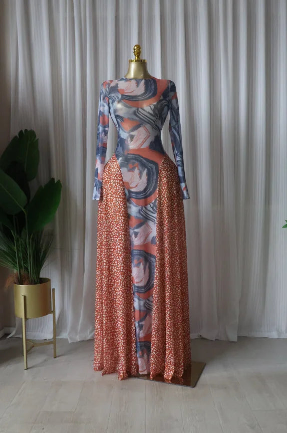 CM.YAYA Women O-neck Long Sleeve Big Swing A-line Maxi Dress 2026 Spring Evening Sexy Parties Vacation Long Dresses Vestidos