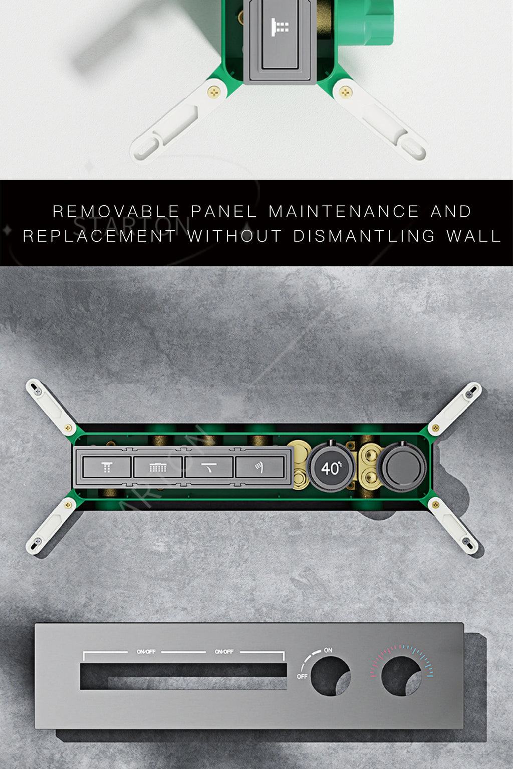 Luxury Black Brass Shower System, Wall Mounted Led Digital Display, Cold Hot Dual Control, Four Function Ceiling Shower Tap