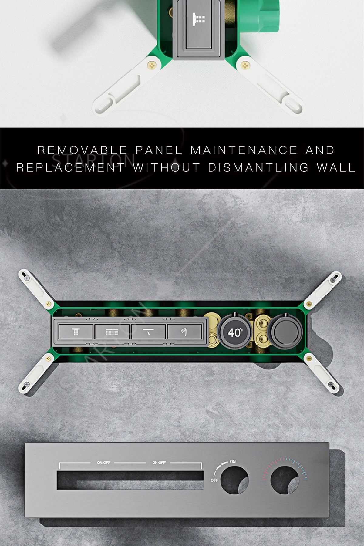 Luxury Black Brass Shower System, Wall Mounted Led Digital Display, Cold Hot Dual Control, Four Function Ceiling Shower Tap