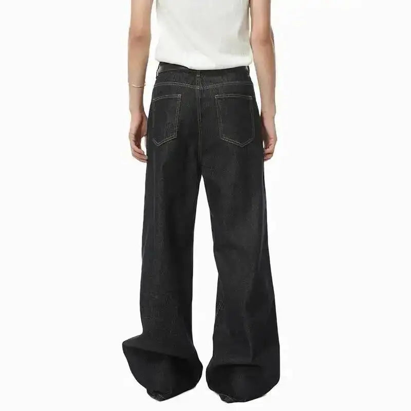IEFB Men's Straight Denim Pants New Cleanfit Solid Color Korean Version Wide Leg Versatile Casual Jeans Trend New Autumn  9C1519