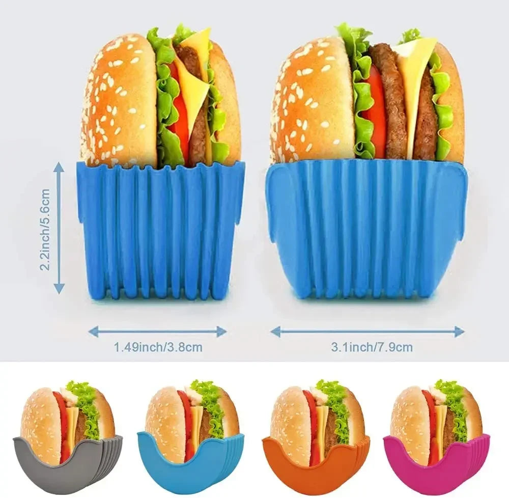 1-4pcs Reusable Burger Rack Useful Gadgets Silicone Frame Burger Tool Holder Shelf Storage Kitchen Organizer Tools Dining Bar LI